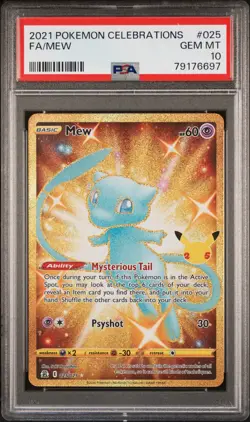 2021 PokÃ©mon Celebrations Mew Full Art Holo Card #025/025 PSA 10 - Image 1