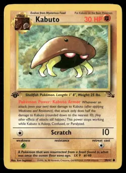 1999 Fossil set Pokemon card 50  Kabuto 1st edition LP - Image 3