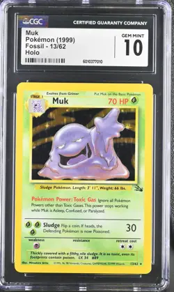 CGC 10 GEM MINT Muk 1999 Fossil 13/62 Holo Pokemon Card psa - Image 3