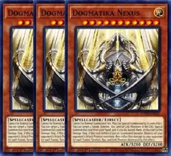 Yugioh - Dogmatika Nexus x 3 - 1st Edition NM - Plus Free Holographic Card - Image 1
