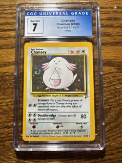 CGC 7 NM Chansey Base Set 2 3/130 Holo Rare Graded Pokemon Card - Image 1