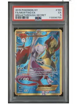 Mewtwo EX Secret Rare Full Art 163 Pokemon XY Breakthrough 2015 PSA 5 - Image 1