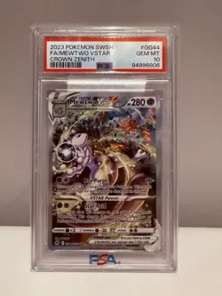 2023 Pokemon SWSH FA/Mewtwo VSTAR Crown Zenith PSA 10 - Image 1