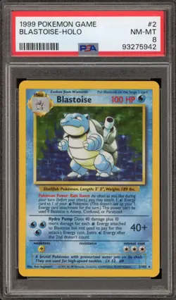 Pokemon Blastoise Base Set Unlimited Holo Rare #2 PSA 8 - Image 3