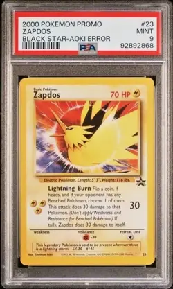 Pokemon PSA 9 Zapdos #023 Promo Black Star Aoki Error 2000 English - Image 2