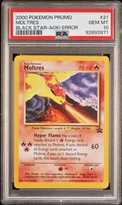 Pokemon PSA 10 Moltres #021 Promo Black Star Aoki Error 2000 English - Image 2