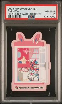 PSA 10 SYLVEON POKEMON CENTER PIKACHU AWARD DELIVERY! STICKER - Image 1