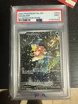 2023 POKEMON PALDEA EVOLVED ENGLISH ILLUSTRATION RARE #203 MAGIKARP PSA 9 - Image 2
