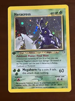 1st Edition Heracross Holo Neo Genesis 6/111 English Pokemon TCG 1995-2000 - Image 1