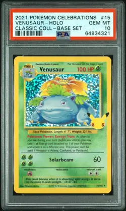 PSA 10 Grading Card Pokemon CELEBRATIONS CLASSIC COLLECTION - VENUSAUR #15 - Image 1