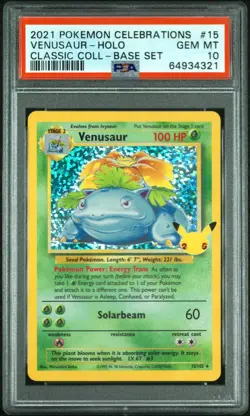PSA 10 Grading Card Pokemon CELEBRATIONS CLASSIC COLLECTION - VENUSAUR #15 - Image 3