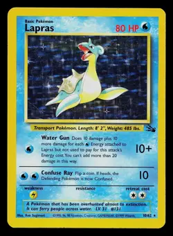 Pokemon Card - Lapras Fossil 10/62 Holo Rare - Image 3