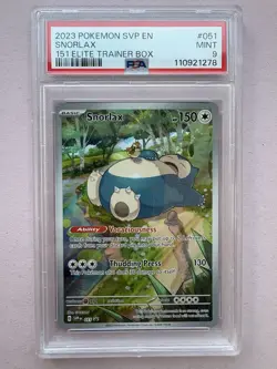 Pokémon TCG Snorlax 051 Promo Card 151 ETB 2023 English Psa 9 - Image 3