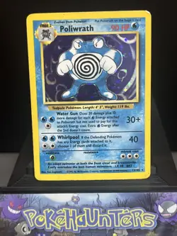 Pokemon Card Poliwrath 13/102 Base Set Holo Rare WOTC Played 3 - Image 1