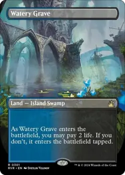 MTG English Watery Grave (Borderless) NM Normal Ravnica Remastered - Image 1