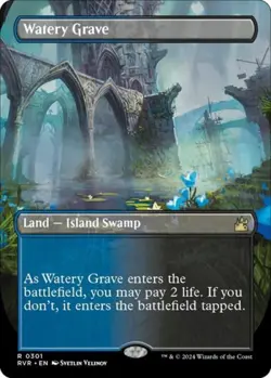 MTG English Watery Grave (Borderless) NM Normal Ravnica Remastered - Image 2