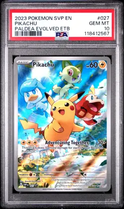 PSA 10  PIKACHU PALDEA EVOLVED ETB 027 SVP 2023 BLACK STAR PROMO CARD GEM MINT - Image 3