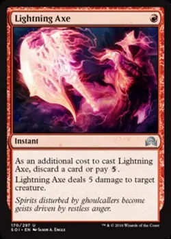 1x Lightning Axe - Foil Moderate Play, English Shadows Over Innistrad MTG Magic - Image 1