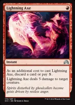 1x Lightning Axe - Foil Moderate Play, English Shadows Over Innistrad MTG Magic - Image 2