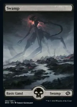 4 x Swamp (282) - Foil - Full Art - The Brothers' War - Light Play - MTG - Image 1