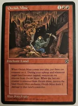 MTG Magic The Gathering Card Orcish Mine Enchant Land Red Homelands 1995 - Image 1
