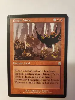 MTG Magic The Gathering Card Steam Vines Enchant Land Red Odyssey 2001 - Image 1