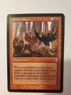 MTG Magic The Gathering Card Steam Vines Enchant Land Red Odyssey 2001 - Image 3