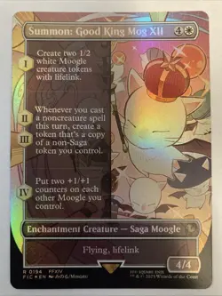 FOIL Summon: Good King Mog XII Borderless 194 R MTG Commander Final Fantasy FIC - Image 1