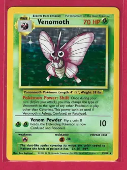 Venomoth Holo Jungle Set Misprint No Symbol 1999 Vintage Pokemon Card 13/64 - Image 1
