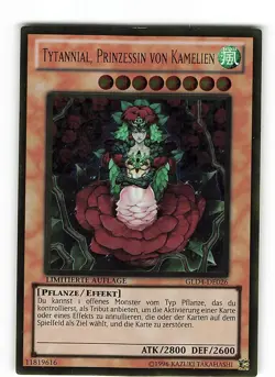Yugioh TYTANNIAL, PRINCESS OF CAMELLIA, gld4-en026 Gold Rare German NM - Image 1