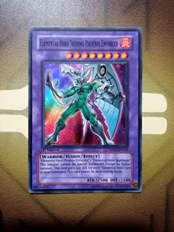 Elemental Hero Shining Phoenix Enforcer DP05-EN013 Super Rare 1st Ed Light play - Image 3