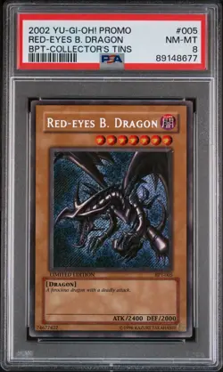 2002 YUGIOH Collector's Tin RED-EYES B DRAGON BPT-005 Secret Rare Limited PSA 8 - Image 2
