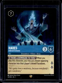 Hades Infernal Schemer Lorcana the First Chapter 147/204 Legendary Non-Foil Card - Image 1