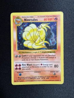 PokÃ©mon Ninetales TCG Base Set Holo Shadowless Rare Card 12/102 - Image 1