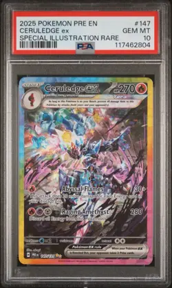 2025 POKEMON PRISMATIC EVOLUTIONS SPECIAL ILLUSTRATION RARE CERULEDGE EX PSA 10 - Image 1