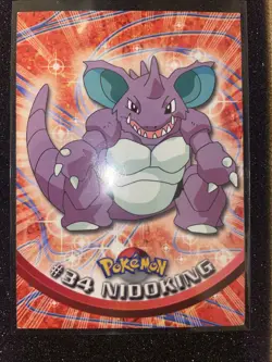 Nidoking #34 1999 Topps Pokemon TV Animation Edition Series 1 Blue Topps Label - Image 1