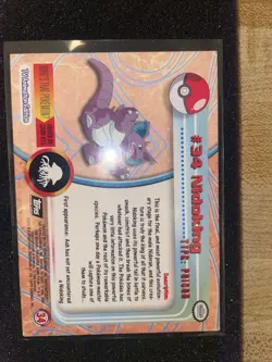 Nidoking #34 1999 Topps Pokemon TV Animation Edition Series 1 Blue Topps Label - Image 2