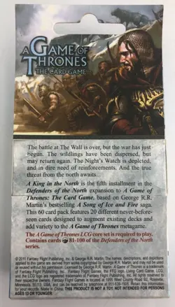 Game of Thrones King in the North Chapter Pack CCG Card Game Deck Set - Image 2