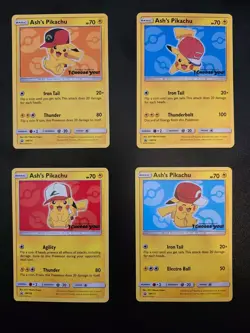 Sun & Moon Promos - Ash's Pikachu (SM109, SM110, SM113, SM114) - 4 cards - Image 1