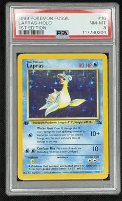 1999 POKEMON FOSSIL 1ST EDITION #10 LAPRAS-HOLO PSA 8 #117730204 - Image 1