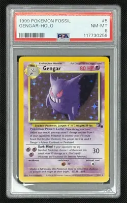 1999 Pokemon TCG Fossil Gengar #5 Holo PSA 8- WOTC #117730259 - Image 3