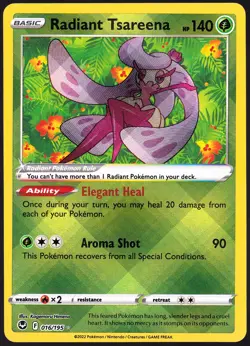 Radiant Tsareena 016/195 Silver Tempest Holo Pokemon TCG Card NM - Image 1