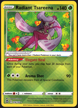 Radiant Tsareena 016/195 Silver Tempest Holo Pokemon TCG Card NM - Image 3