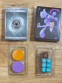 Pokemon Destined Rivals ETB Contents - Sleeves, Dividers, Energy Cards, Dice - Image 1
