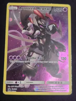 Armored Mewtwo SM228 Black Star Promo Holo Pokemon Card Moderately Heavy Played - Image 7