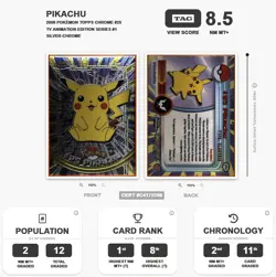 TAG 8.5 Pikachu #25 Chrome Topps TV Series 1 Holo Pokemon Card - Mint - Image 7