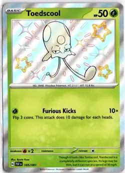 Toedscool - 105/091 - Pokemon Paldean Fates Shiny Rare Card NM - Image 1