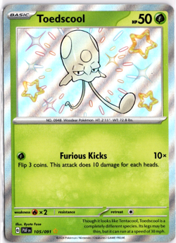 Toedscool - 105/091 - Pokemon Paldean Fates Shiny Rare Card NM - Image 5