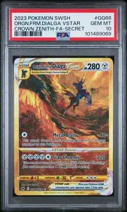 2023 POKEMON SWSH #GG68 FULL ART/ORIGIN FORME DIALGA VSTAR PSA 10 - Image 1