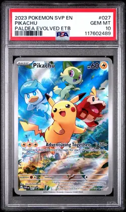 2023 POKEMON SVP EN-SV BLACK STAR PROMO 027 PIKACHU PALDEA EVOLVED ETB PSA 10 - Image 3